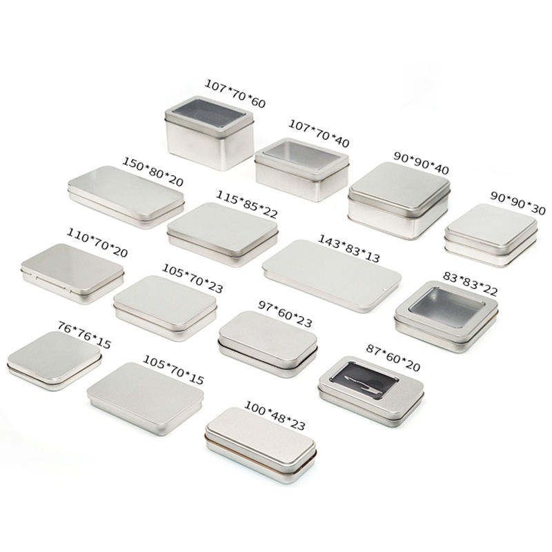 Sliding-lid metal tin boxes · size series